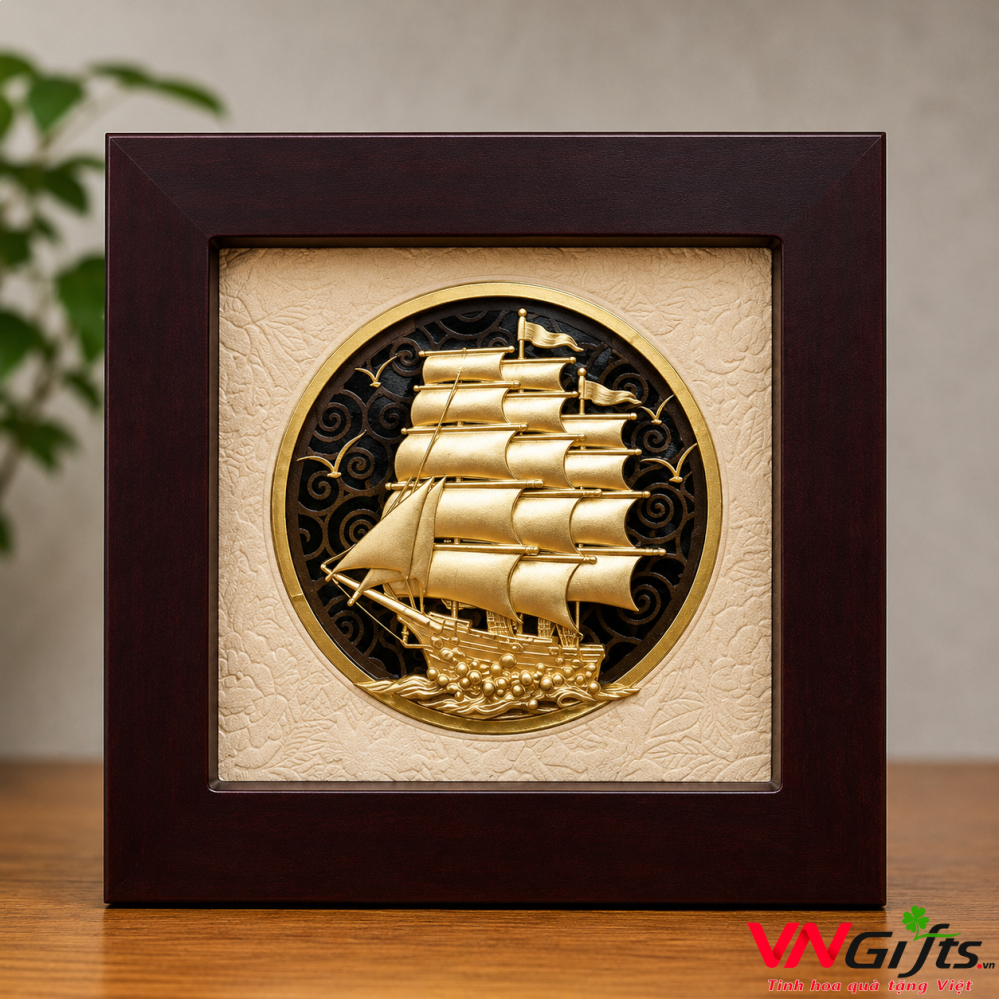 Tranh Thuận Buồm Xuôi Gió Dát Vàng 24k