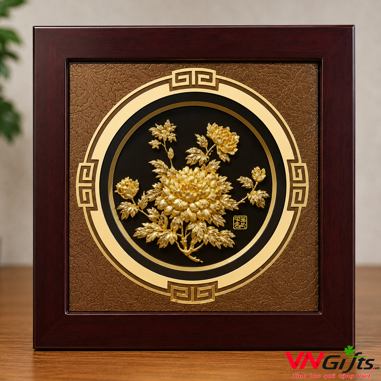 Tranh Hoa Cúc Dát Vàng 24k