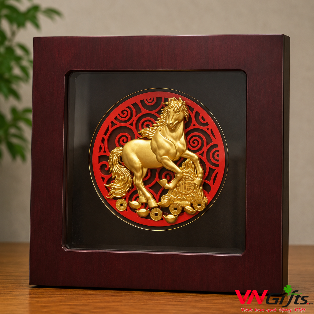 Tranh Mã Đáo Thành Công Dát Vàng 24k