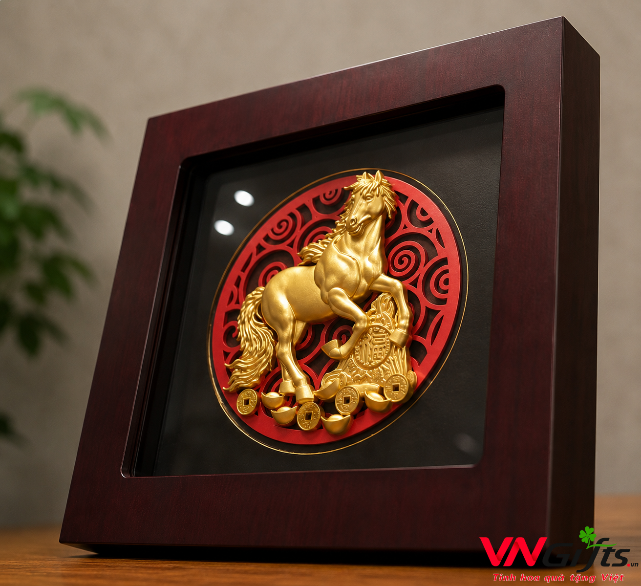 Tranh Mã Đáo Thành Công Dát Vàng 24k